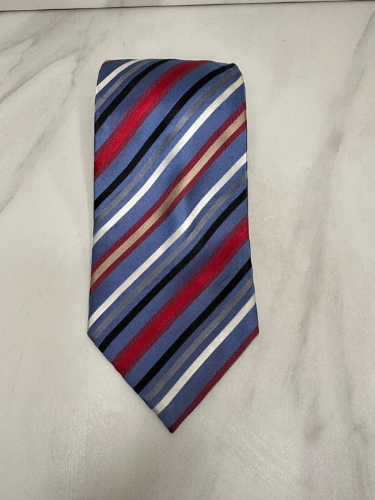 XMI 325 Series multicolored diagonal regimental striped 100% silk tie hand made