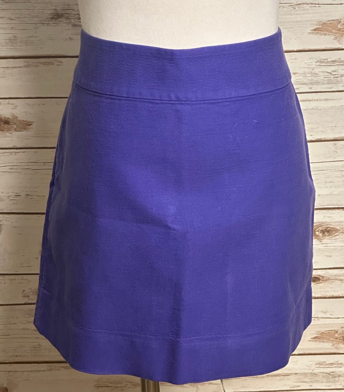 J.Crew purple double serge cotton high-waisted A-line mini skirt 8 preppy