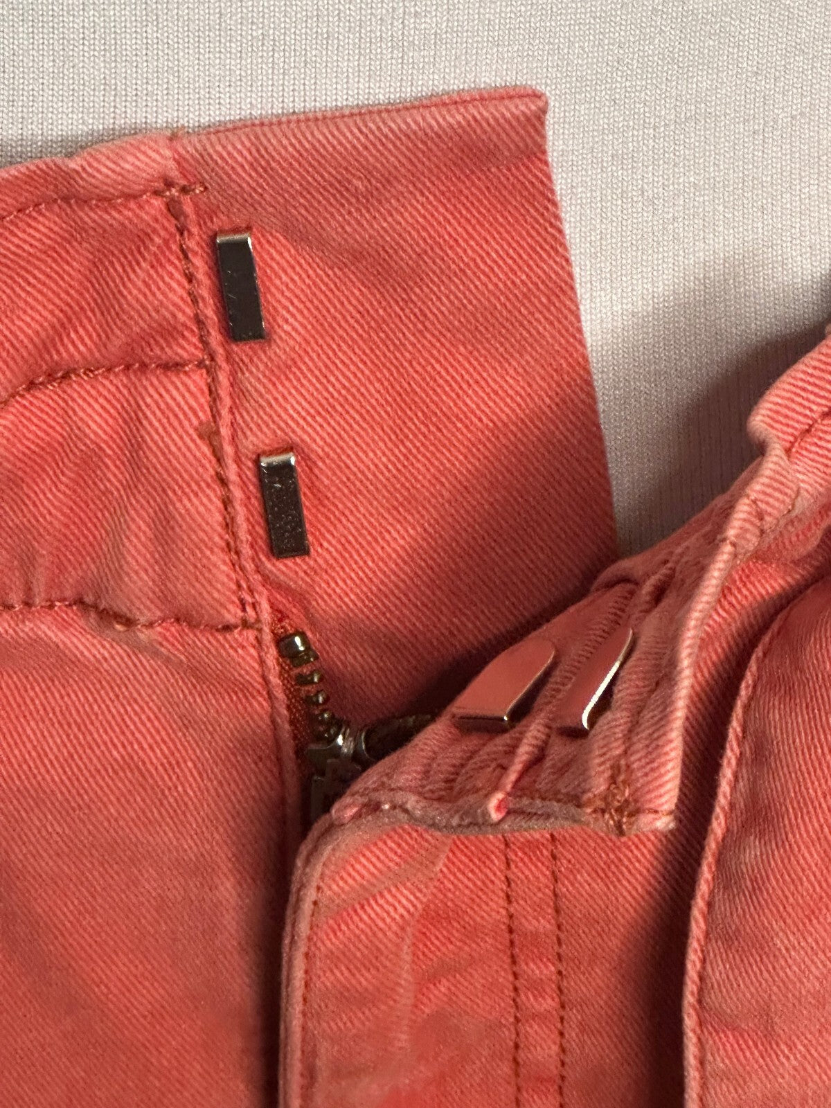 LOFT washed coral red paperbag high-waisted cotton/Lyocell utility shorts Small