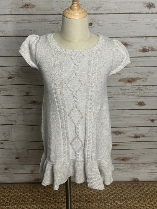 Gymboree metallic gray puff sleeves ruffled hem cable-knit dress/tunic Size 6