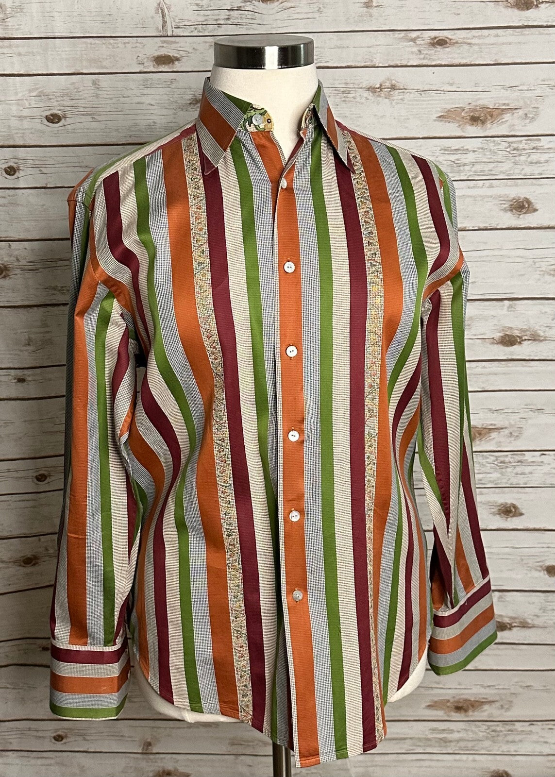 Robert Graham multicolored striped long sleeve cotton button-up shirt Large