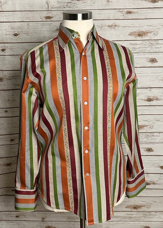 Robert Graham multicolored striped long sleeve cotton button-up shirt Large