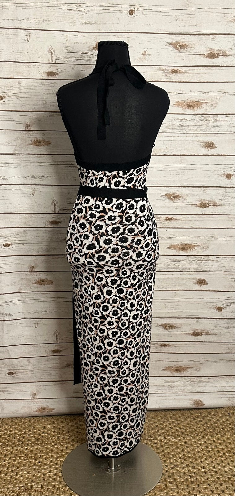 Diane Von Furstenberg for Target black white cream floral halter maxi dress XXS