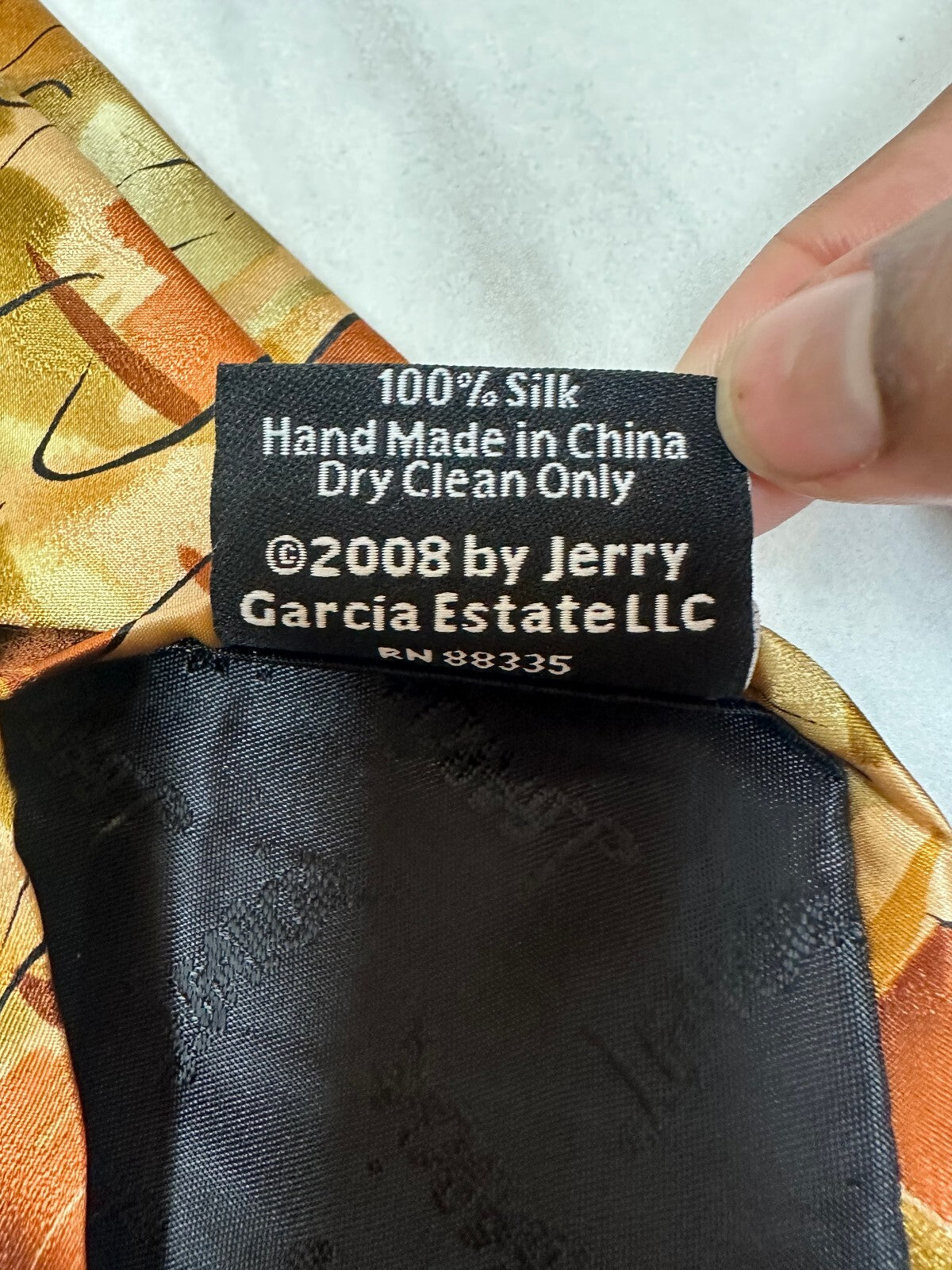 J. Garcia Cyclops Rock Limited Edition Collection 46 gold abstract 100% silk tie