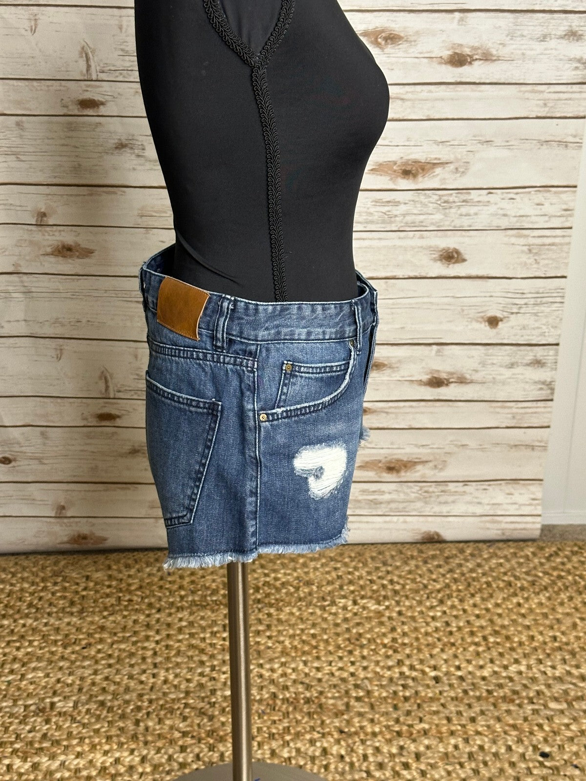 Billabong medium blue distressed cotton cutoff denim jean shorts Size 28 Y2K