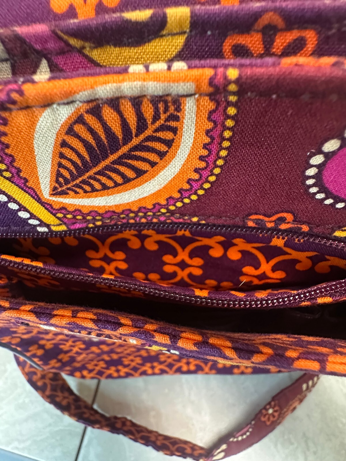 Vera Bradley retired burgundy Safari Sunset patchwork hipster crossbody bag
