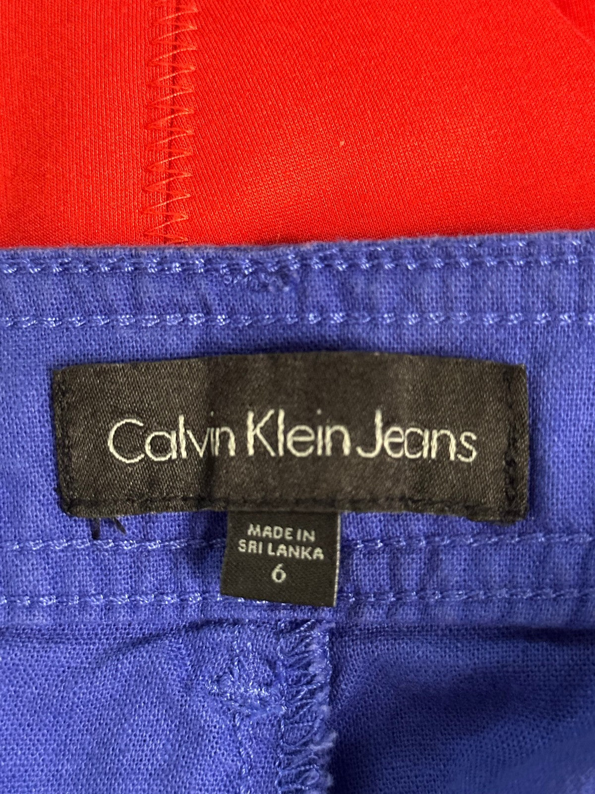 Calvin Klein Jean blue linen cotton utility shorts Size 6 coastal resortwear