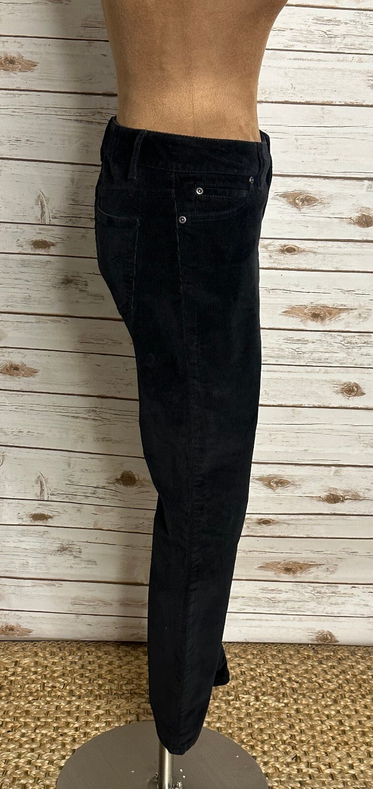 J.Jill Slim Leg black stretch corduroy pants Size 8P dark academia minimalist