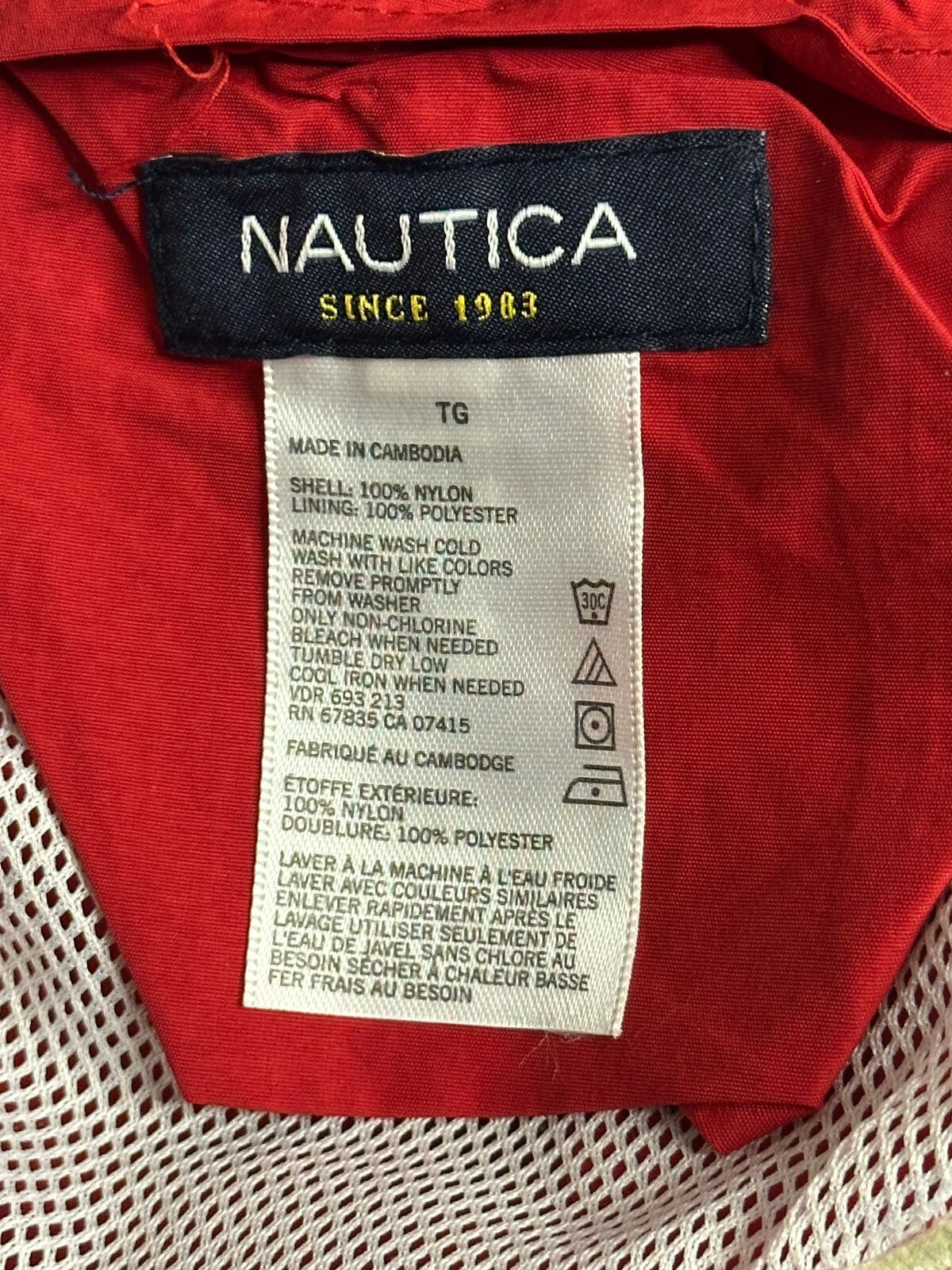 Nautica red navy striped swim trunks/board shorts Size XL preppy 90s Americana
