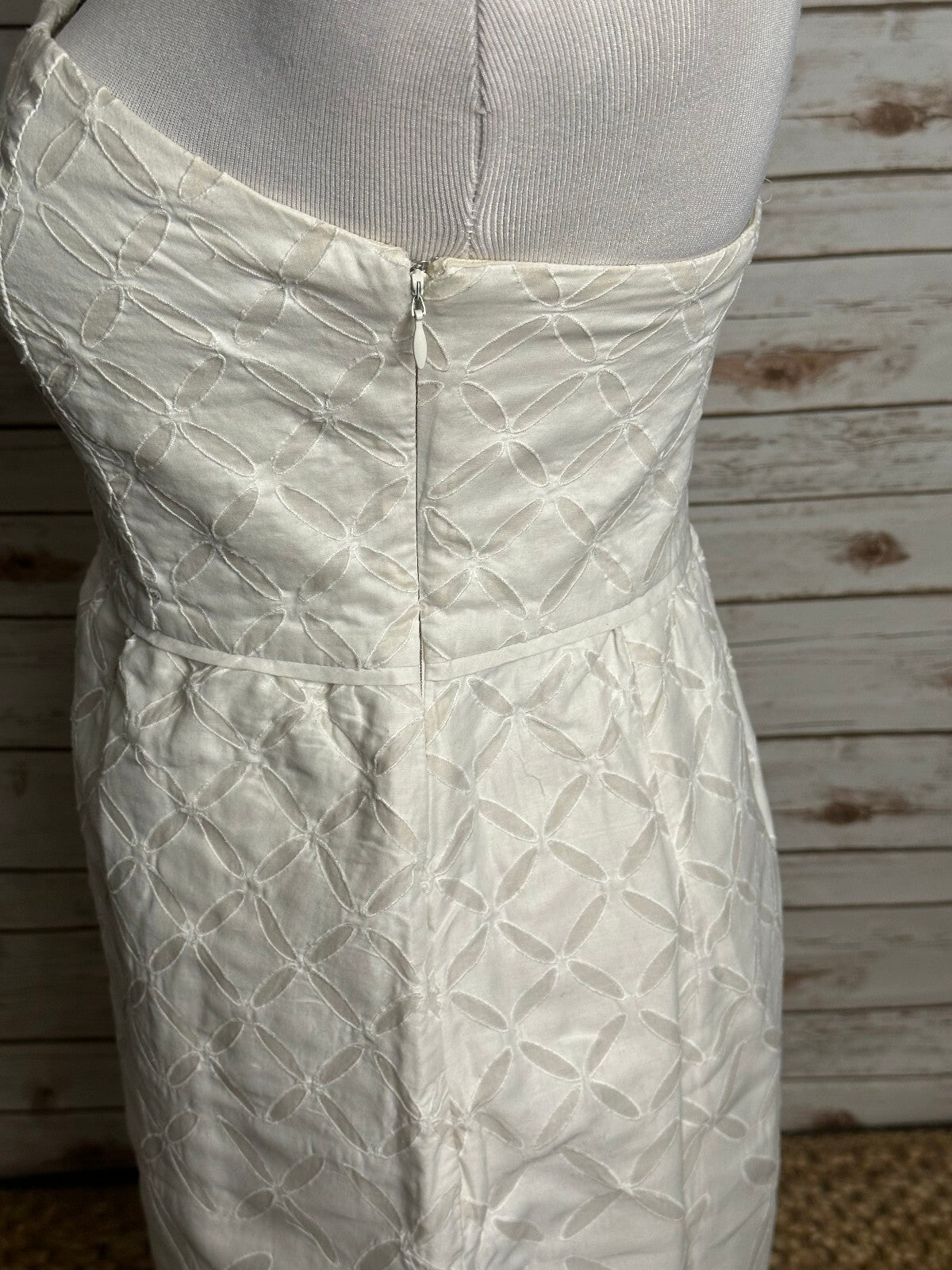 J.Crew ivory embroidered strapless 100% cotton fit & flare dress Size 6 bridal