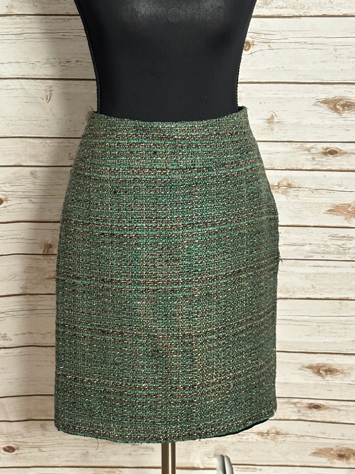 The Limited Collection green brown tweed pencil skirt Size 0 office siren preppy