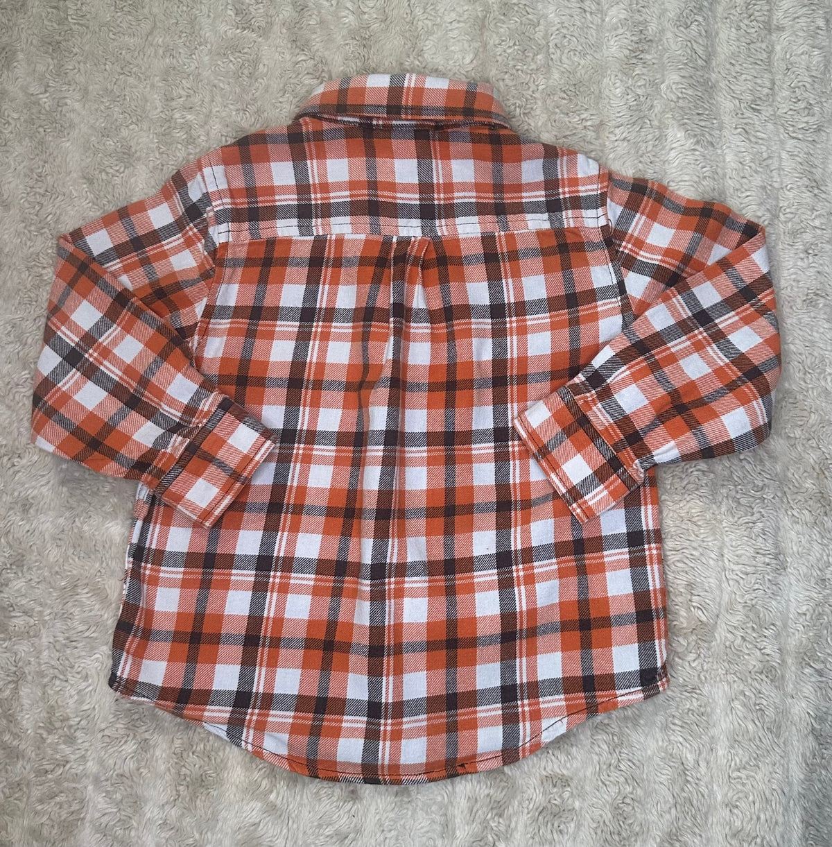 Gymboree orange brown plaid 100% cotton button-down long sleeve shirt 3T autumn