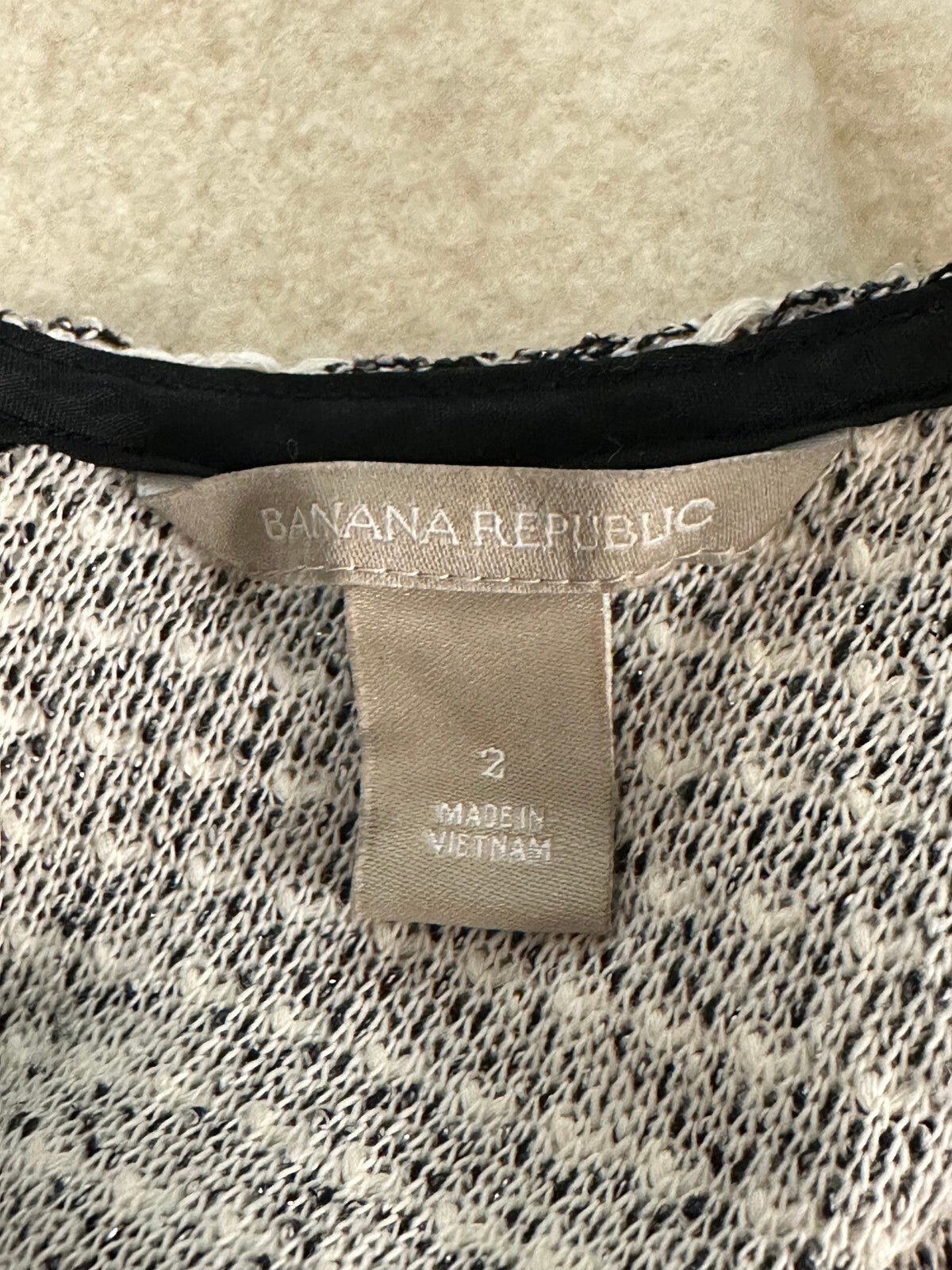 Banana Republic black white striped textured long sleeve sheath dress Size 2