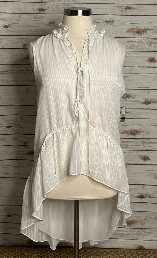 Rachel Rachel Roy pearl ruffled high neck hi-low tunic blouse XL romantic fairy