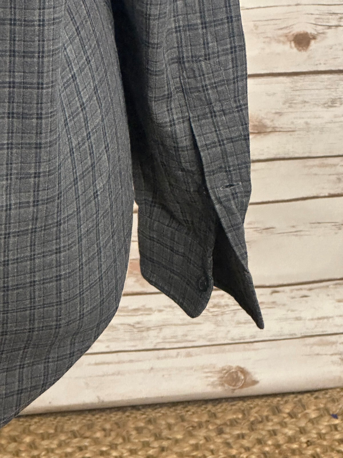 Ralph Lauren Classic Fit grey plaid cotton button-down shirt Large old money