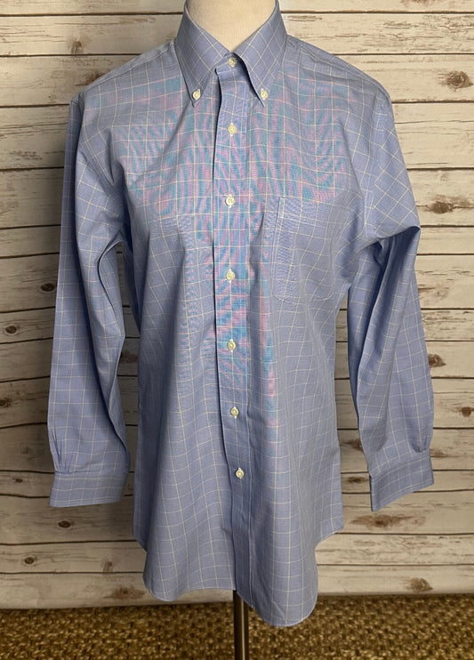 Brooks Brothers Classic Non-Iron cotton blue check button-down shirt Size 15-32