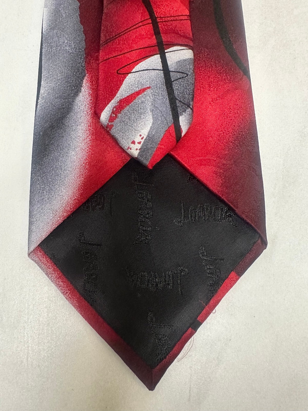 Vintage J. Garcia Nature Morte Collection 54 burgundy abstract 100% silk tie