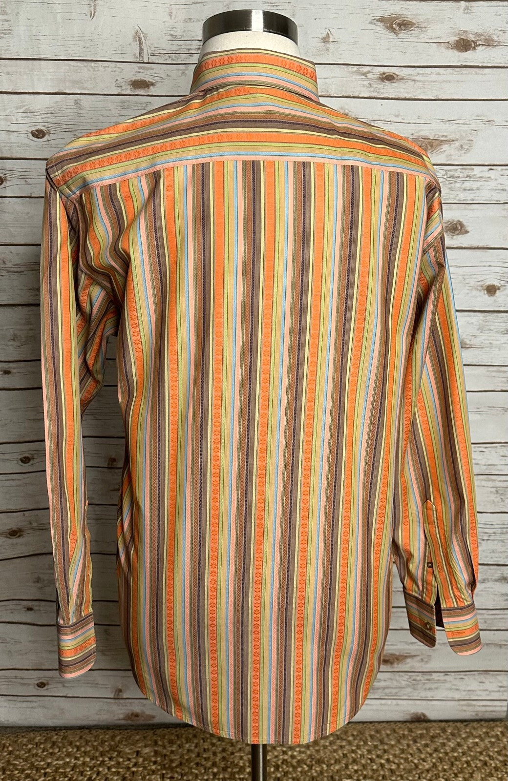 Robert Graham multicolored striped long sleeves cotton button-up shirt Large