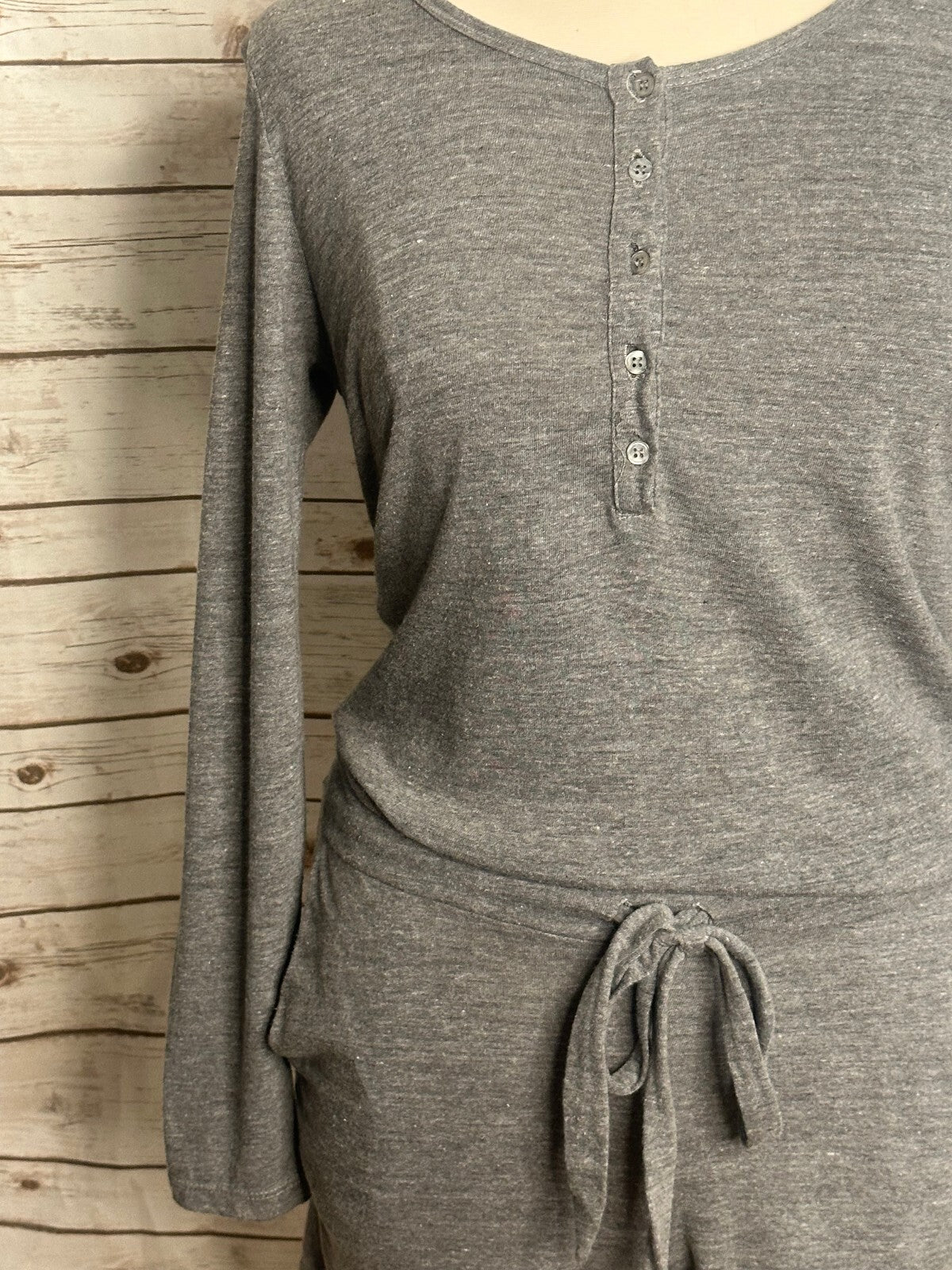 Nation LTD for Intermix grey long sleeve henley-style romper Large loungewear