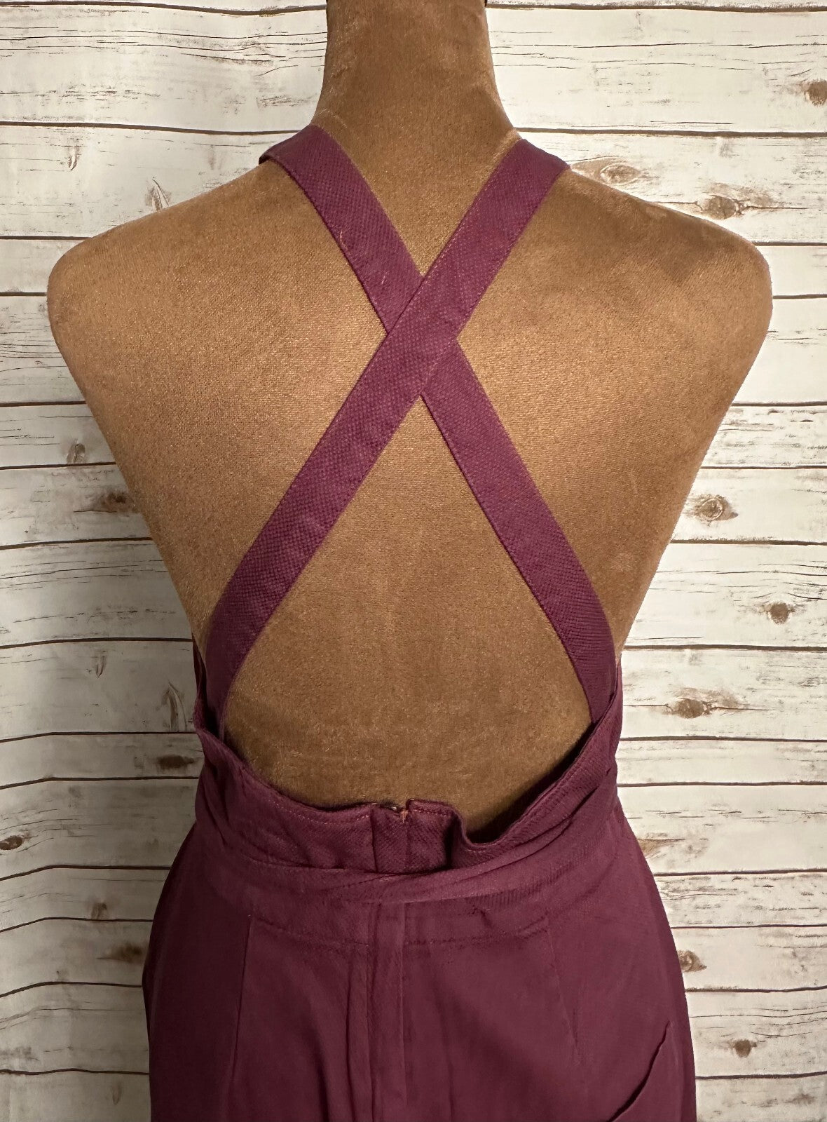Marine Layer Tess burgundy apron-style sleeveless wide-leg jumpsuit Size 0