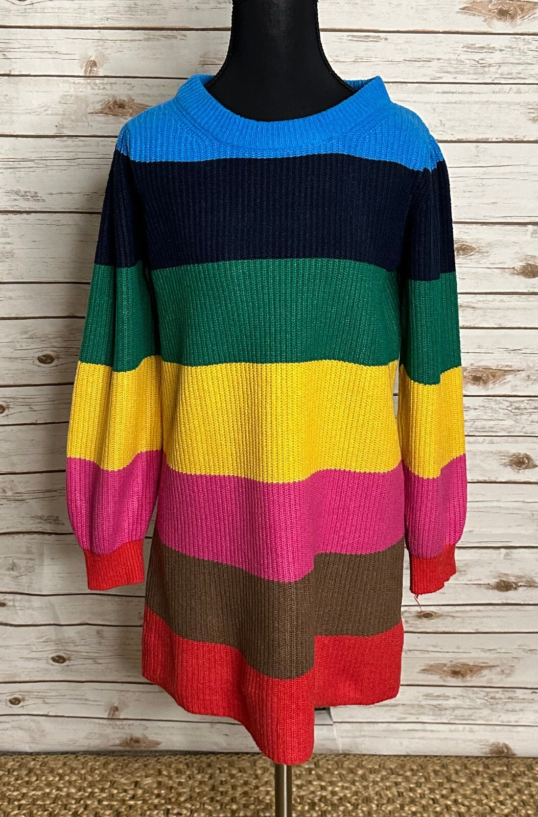GAP Kids multicolored colorblock striped pullover knit sweater XL(12) dopemine