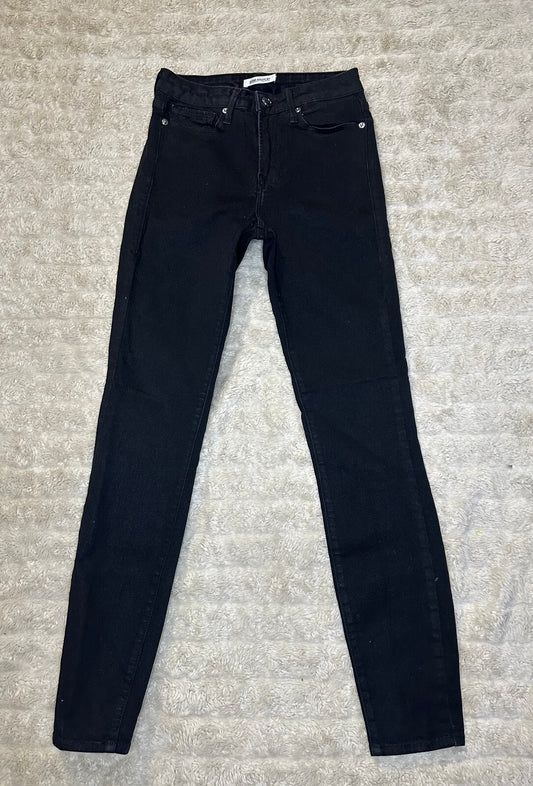 Good American Good Legs black mid-rise coated straight stretch denim jeans 0/25