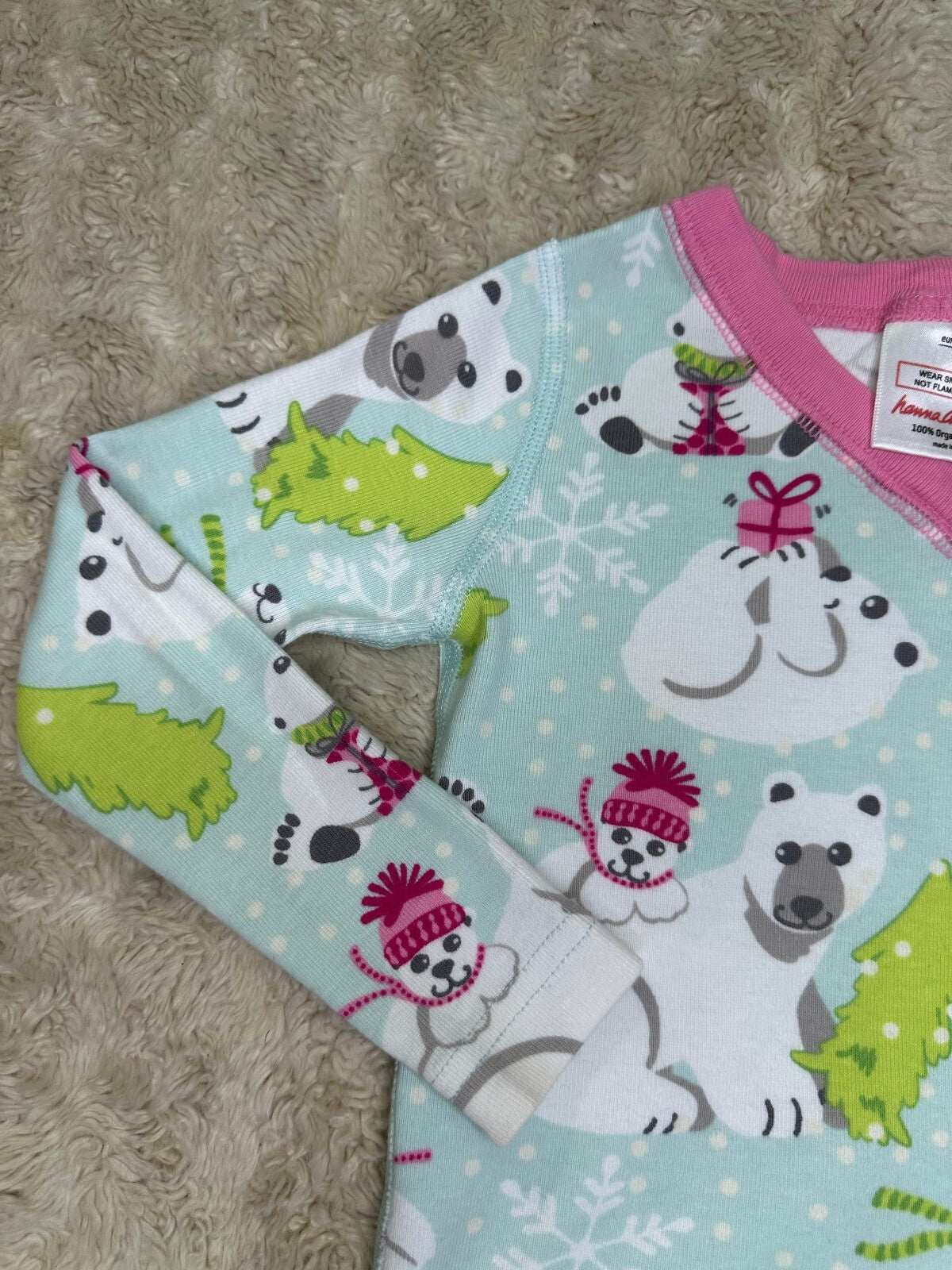 Hanna Andersson polar bear long sleeve 100% organic cotton pajama top Size 3