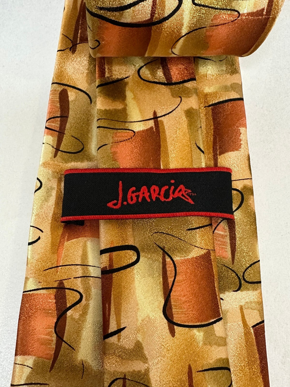 J. Garcia Cyclops Rock Limited Edition Collection 46 gold abstract 100% silk tie
