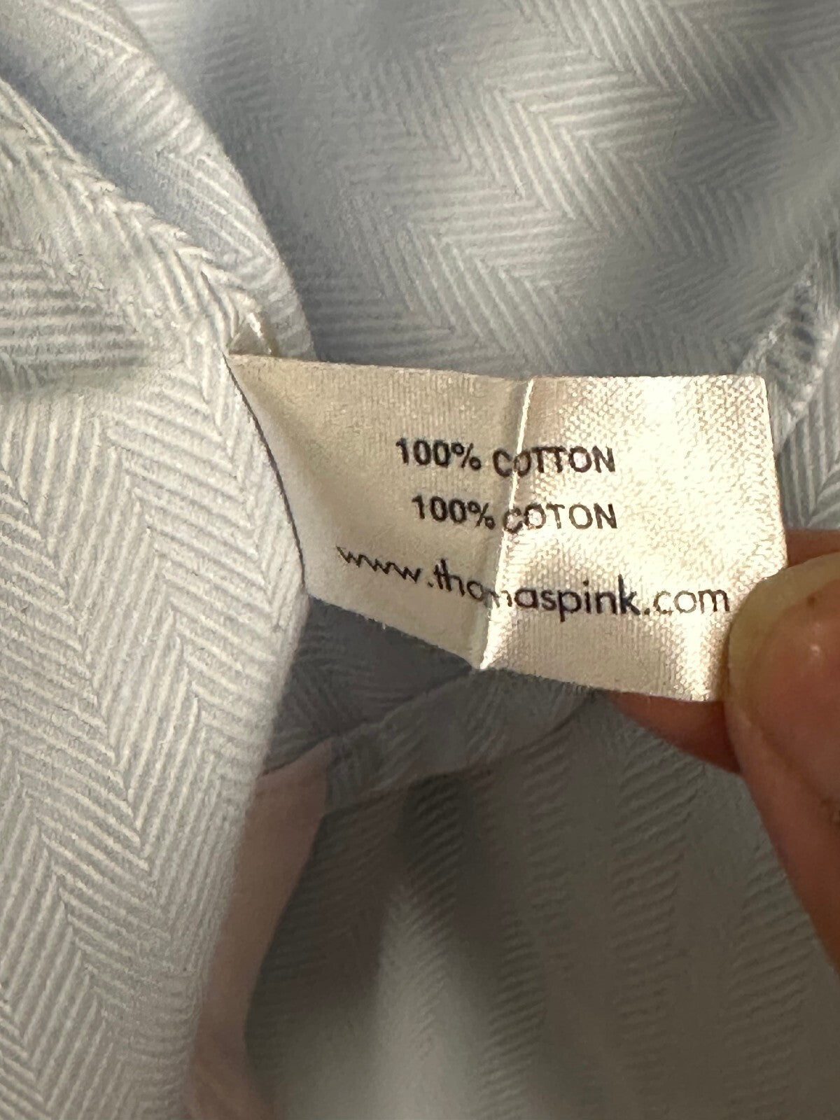 Thomas Pink Classic light blue herringbone long sleeve button-up shirt 17-35