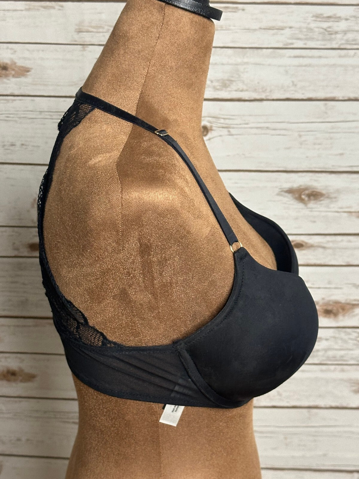 Adore Me black floral lace racerback plunge push-up bra Size 32D
