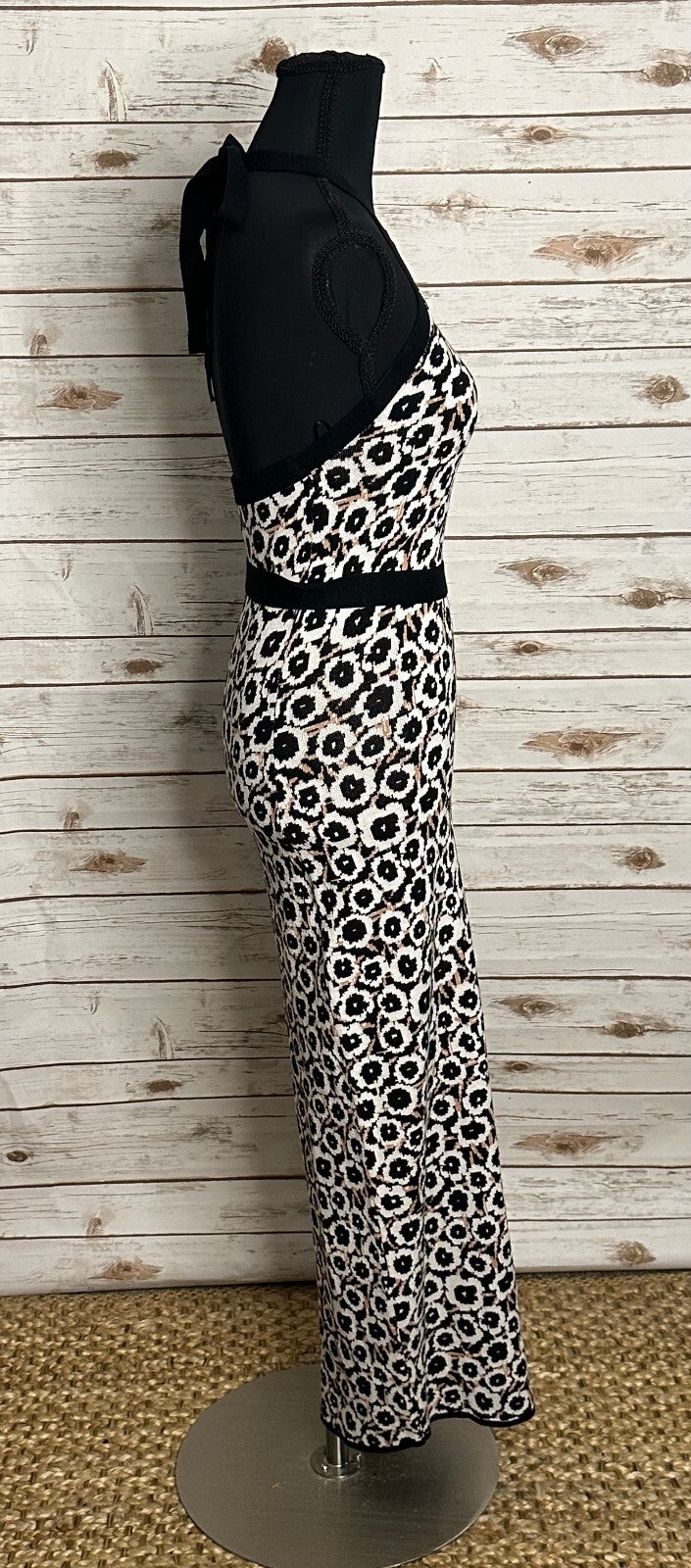 Diane Von Furstenberg for Target black white cream floral halter maxi dress XXS