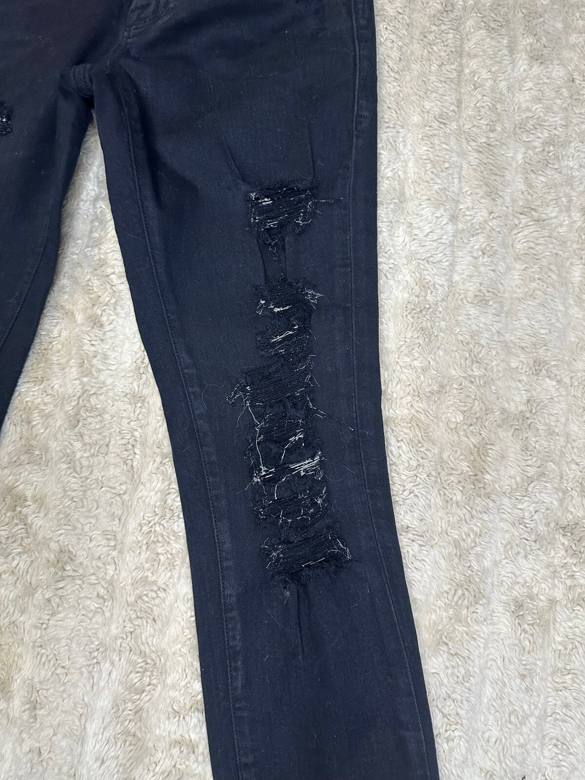 Frame black Le Skinny de Jeanne distressed cropped skinny stretch jeans Size 24