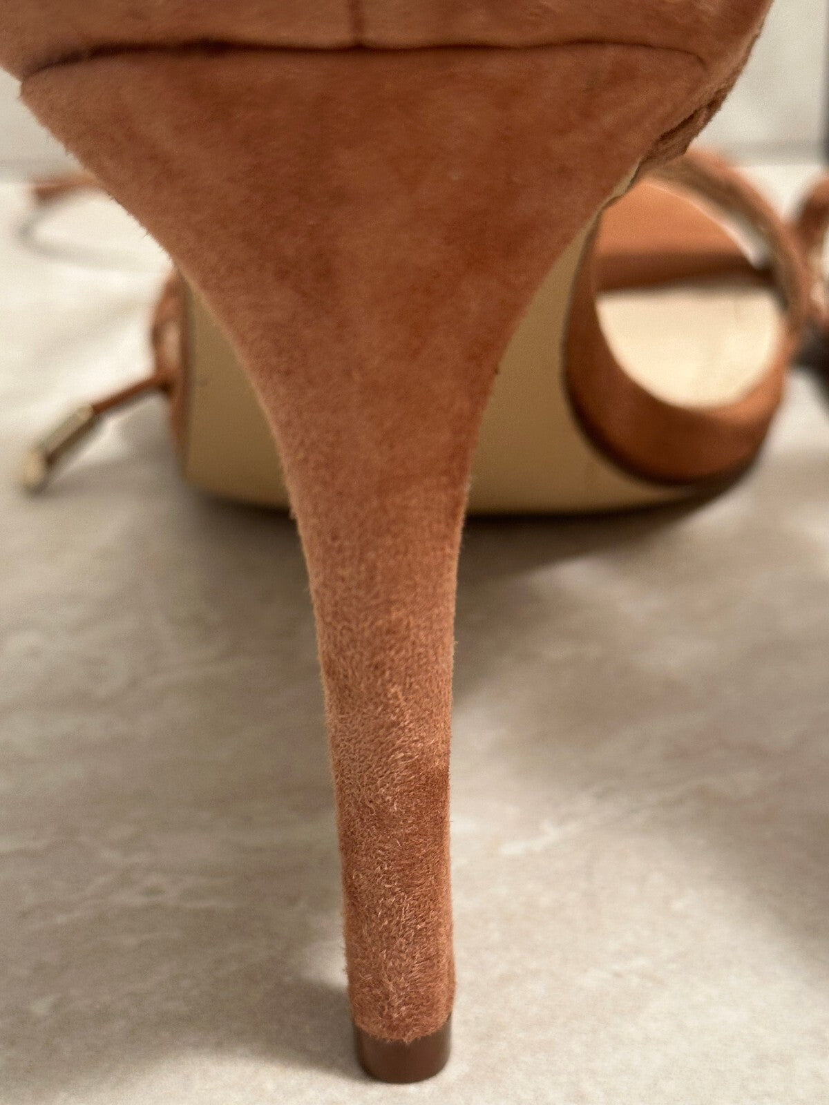 White House Black Market Serenity brown suede lace-up stiletto sandals Size 8M