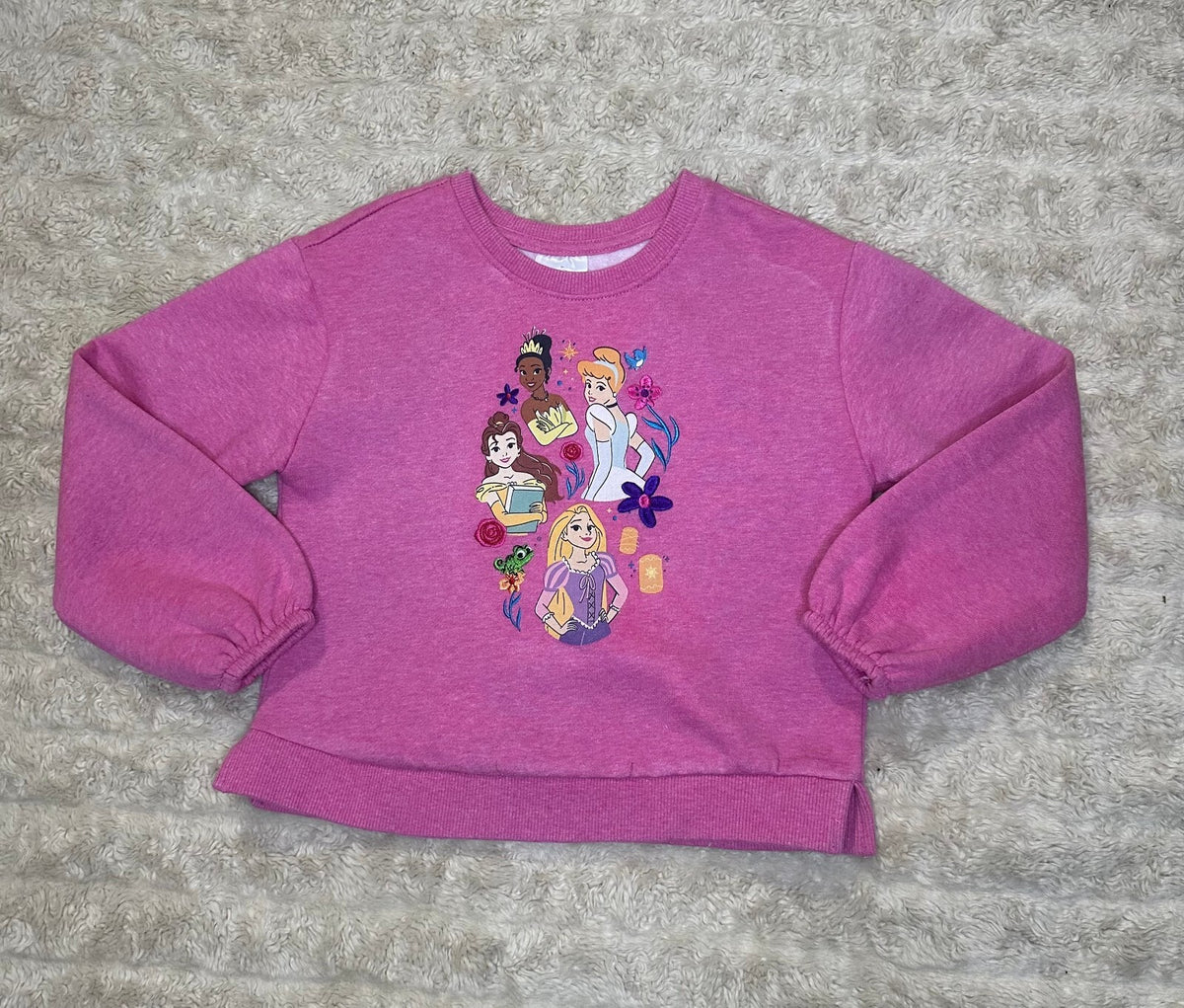 Disney pink embroidered graphic print organic cotton sweatshirt Size 4 storybook