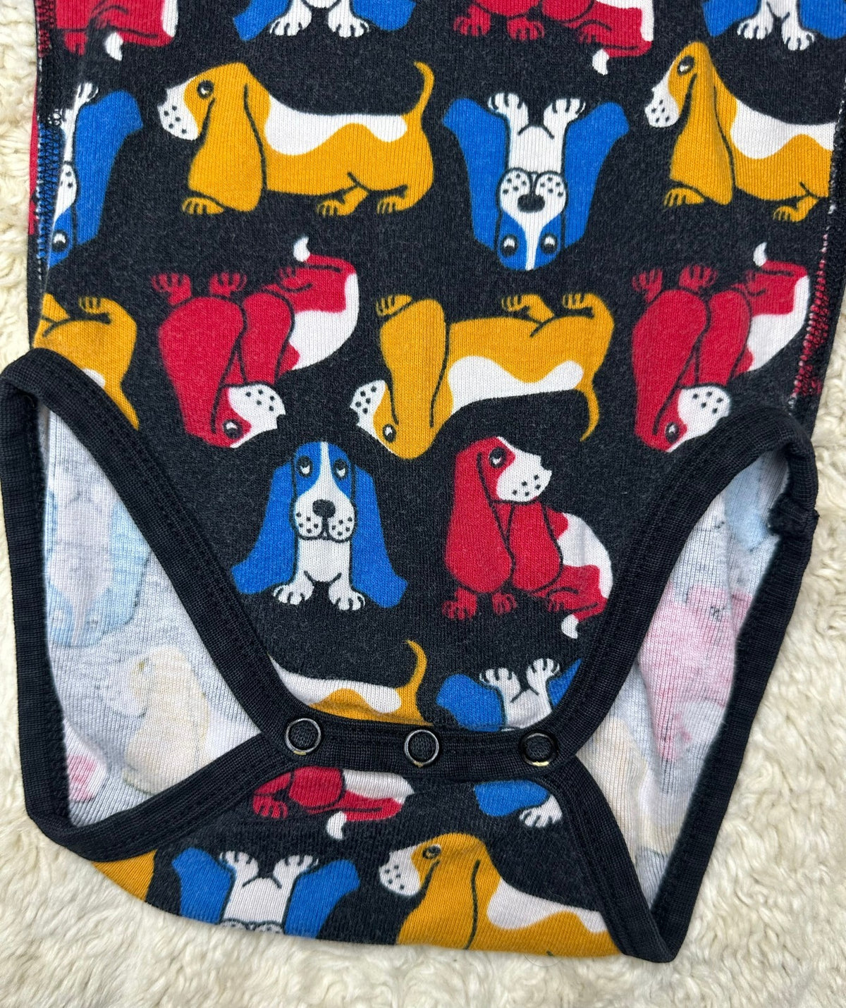 Polarn O. Pyret Sweden black multicolored dog 100% cotton long sleeve one-piece