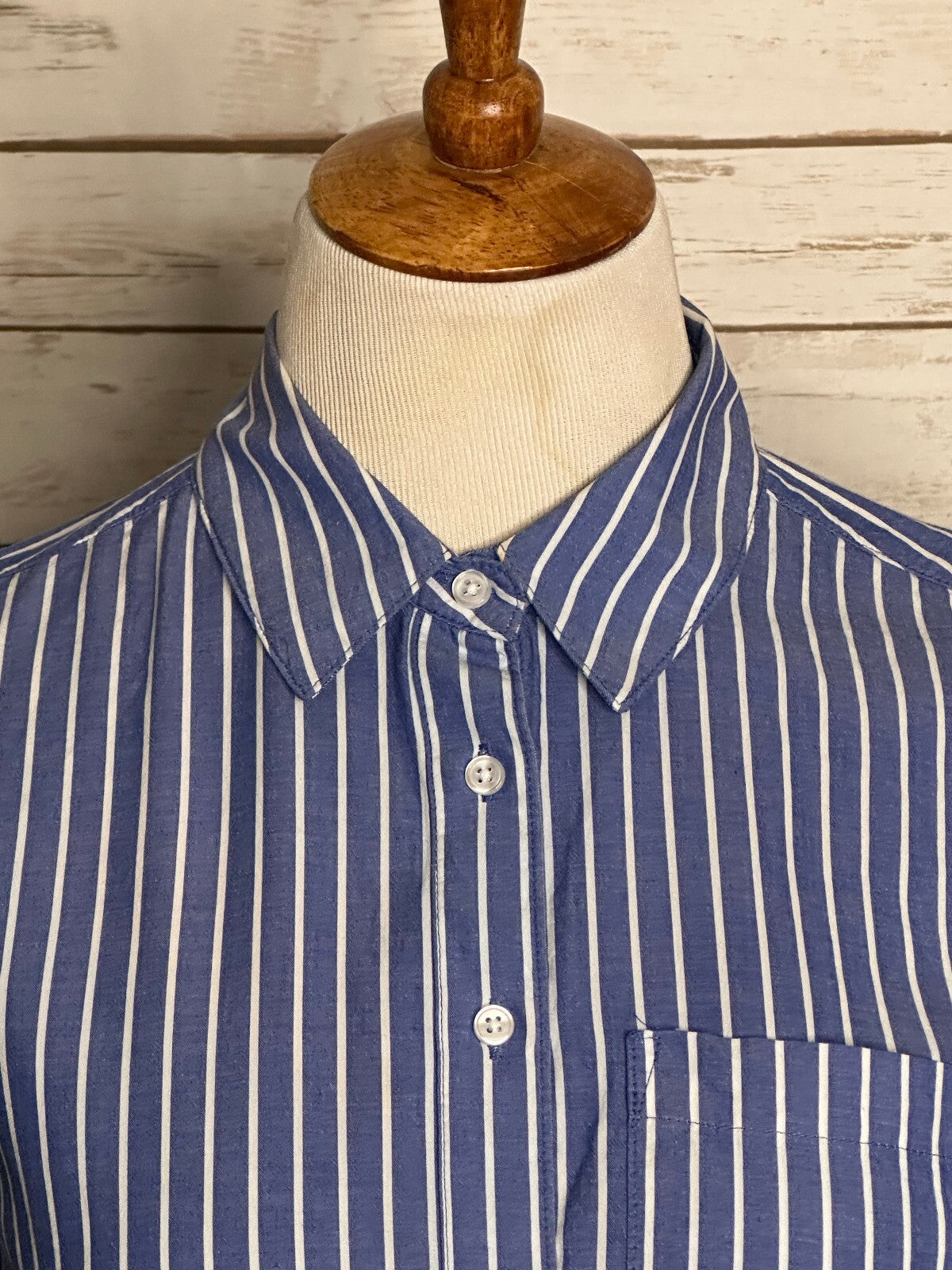 Old Navy blue white striped button-up shirtdress Small preppy nautical coastal