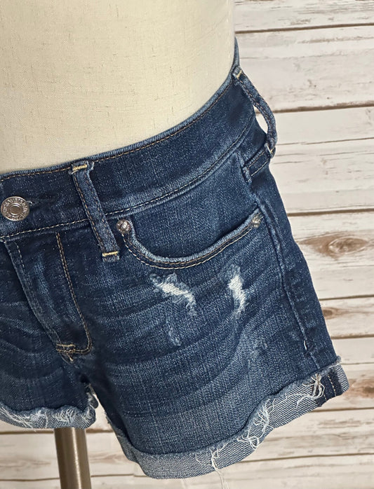 Abercrombie & Fitch medium wash distressed rolled cuff denim shorts Size 24
