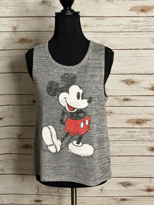 Disney Mickey Mouse grey heathered sleeveless graphic knit tank top Size Small