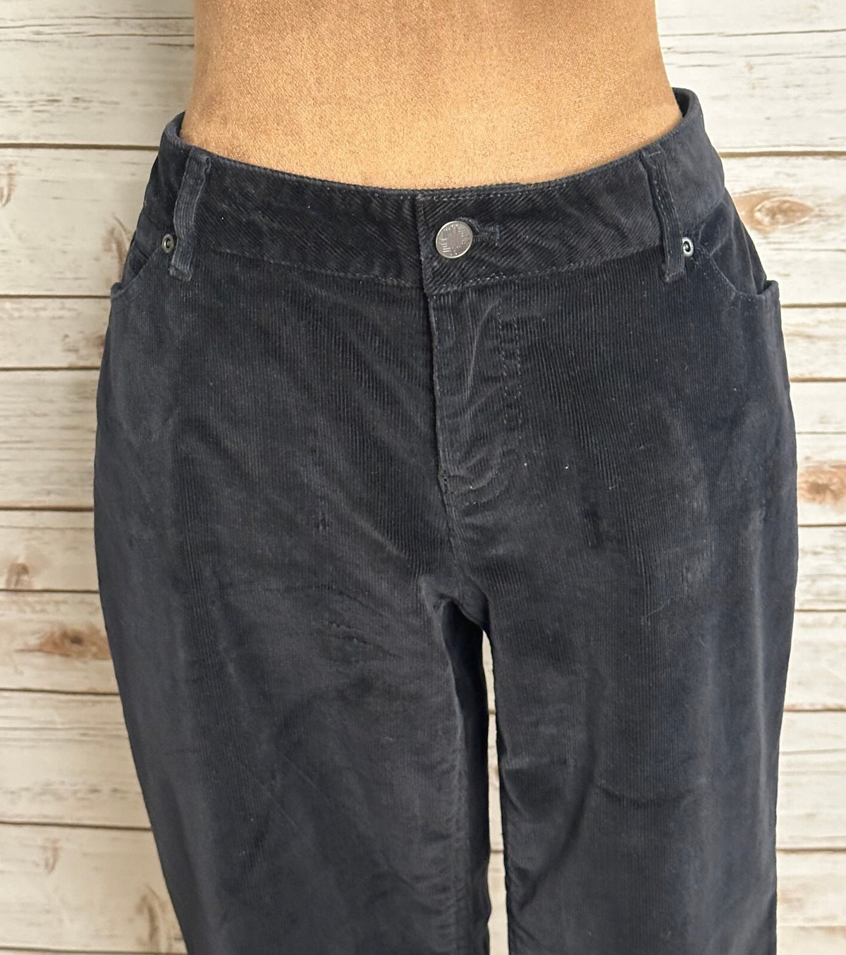 J.Jill Slim Leg black stretch corduroy pants Size 8P dark academia minimalist