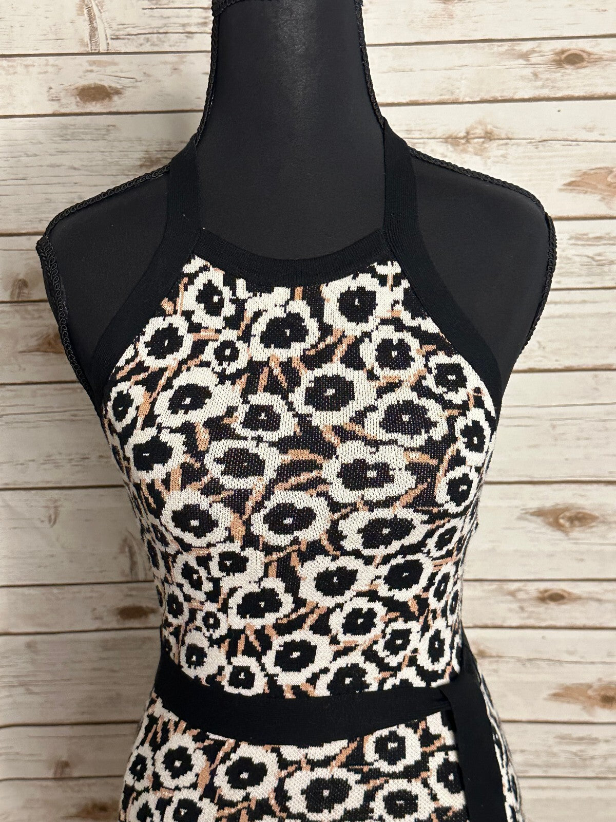 Diane Von Furstenberg for Target black white cream floral halter maxi dress XXS