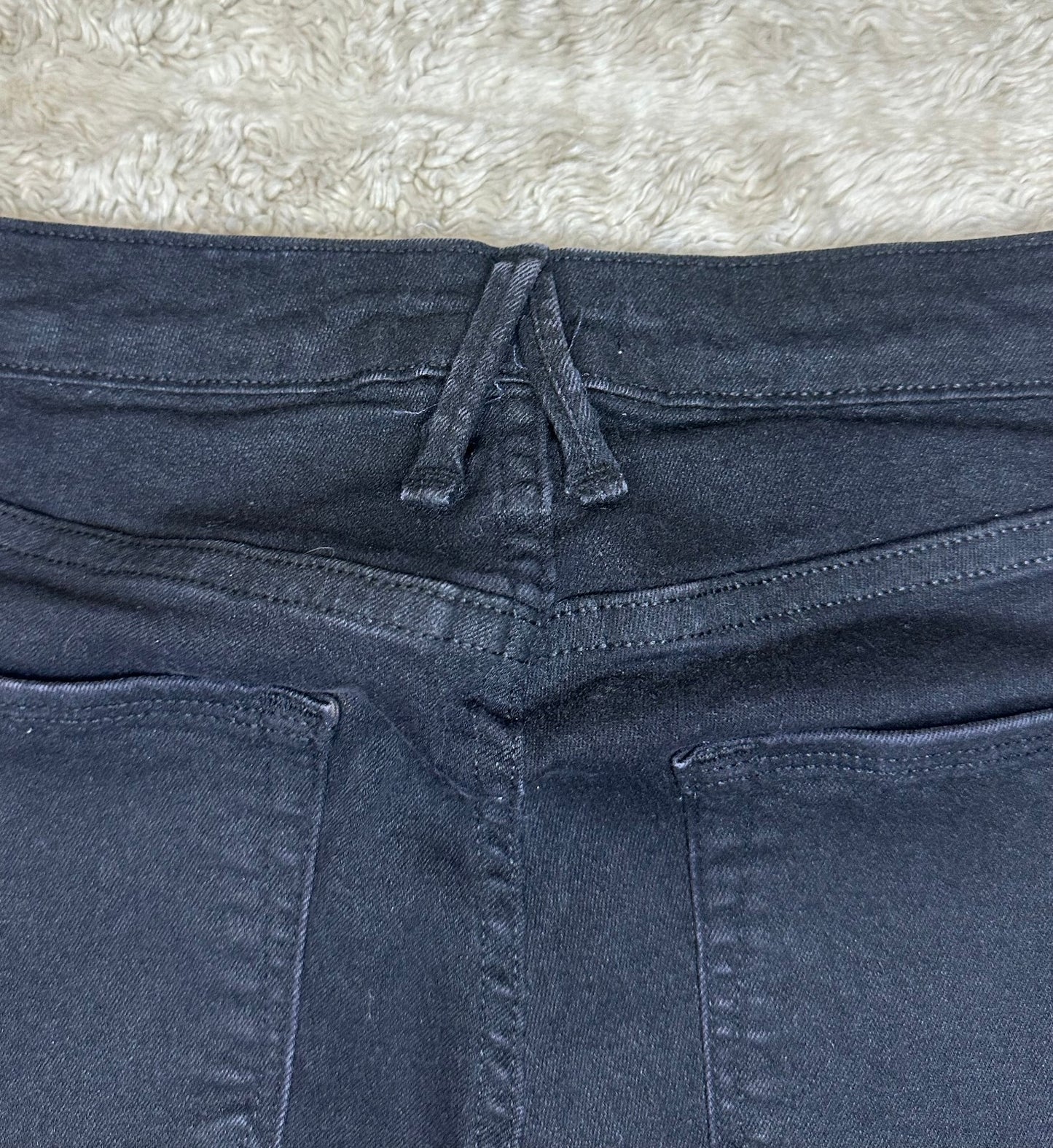 Good American Good Legs black mid-rise coated straight stretch denim jeans 0/25