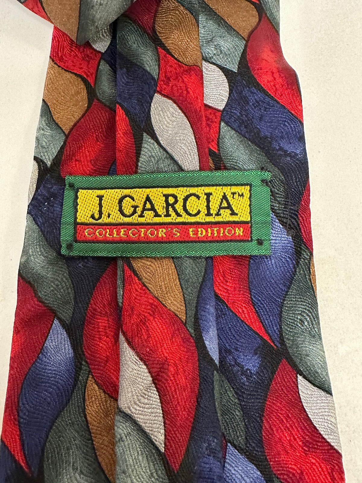 J. Garcia Collector's Edition multicolored abstract 100% silk tie wearable art