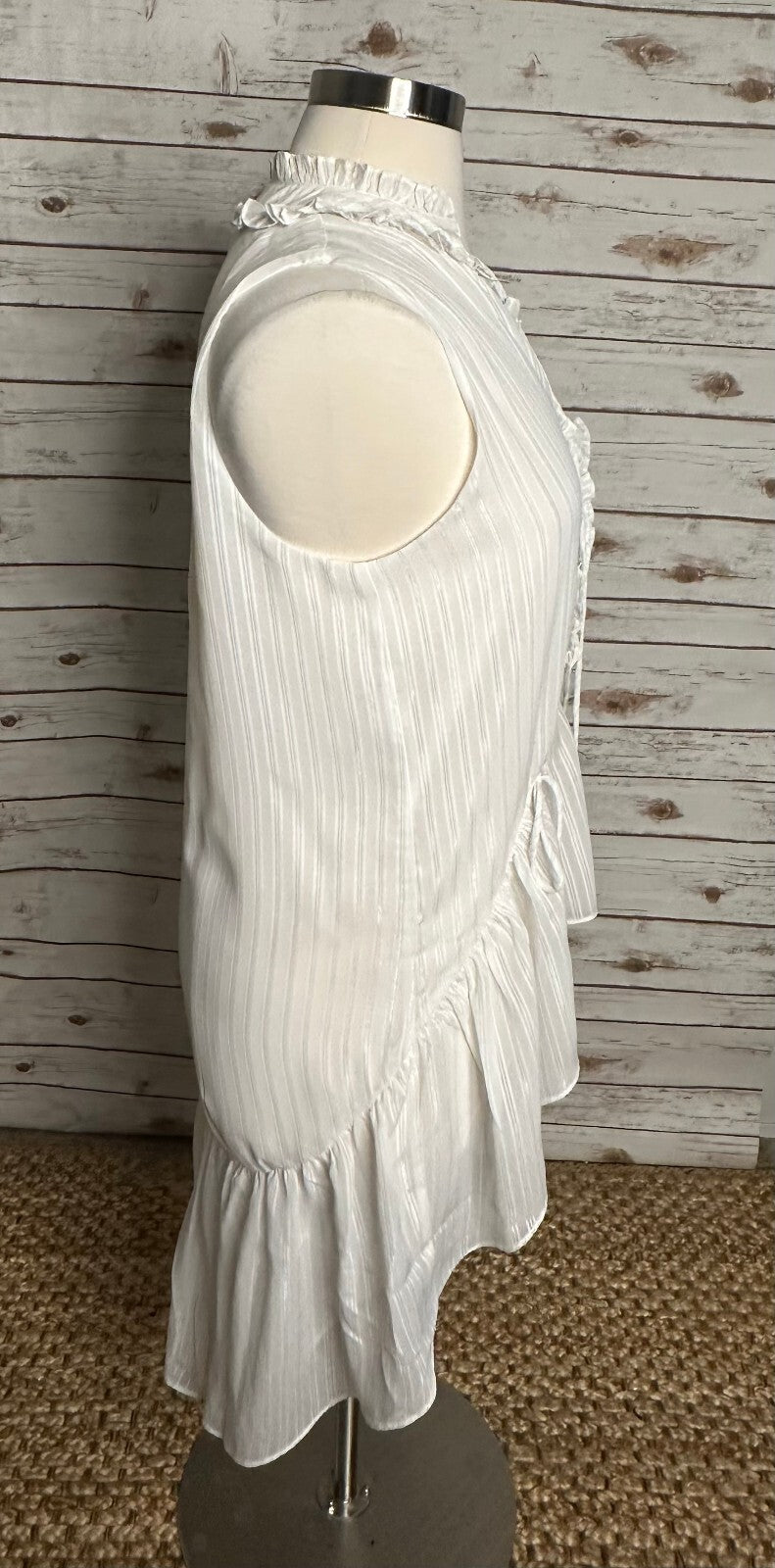 Rachel Rachel Roy pearl ruffled high neck hi-low tunic blouse XL romantic fairy