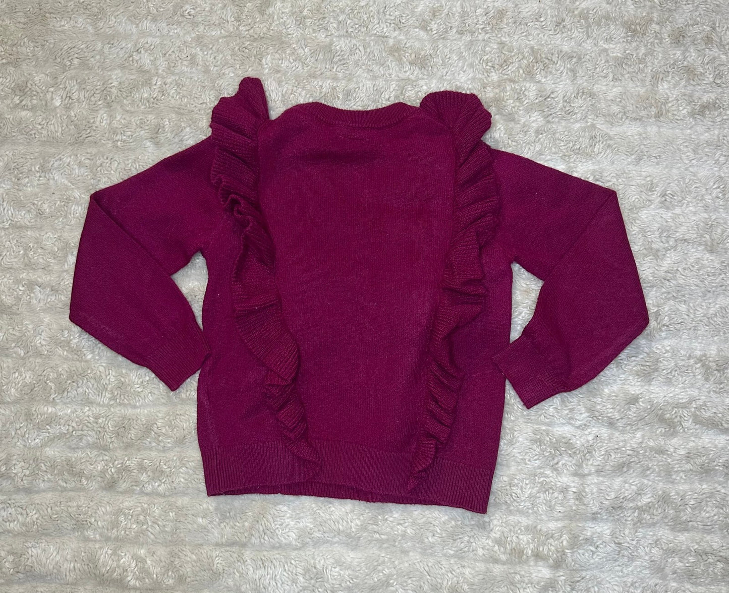baby GAP magenta ruffled front long sleeve knit pullover sweater Size 4/4T