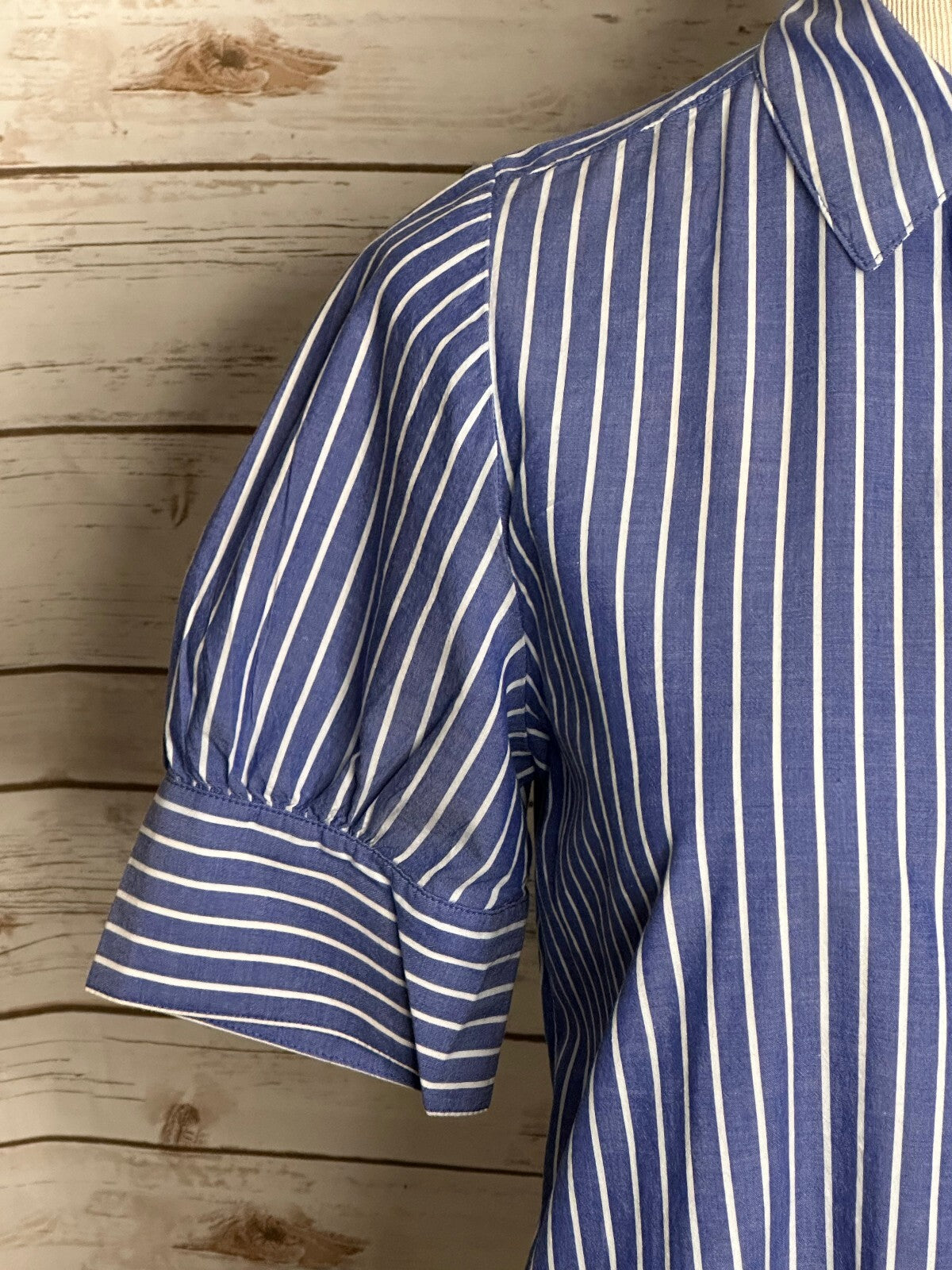 Old Navy blue white striped button-up shirtdress Small preppy nautical coastal