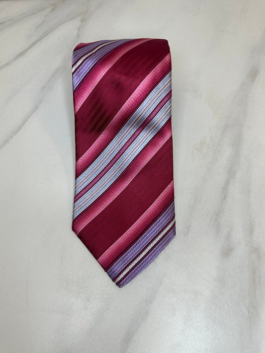 Ermenegildo Zegna burgundy pink blue diagonal striped silk tie quiet luxury