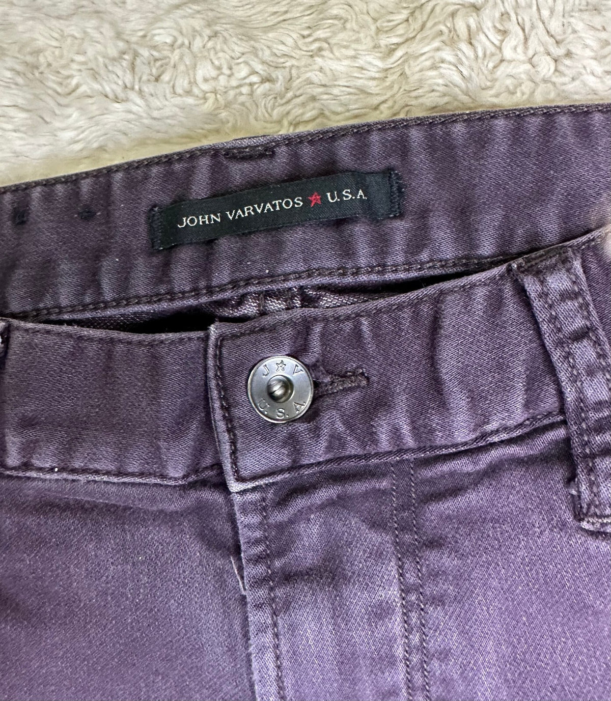 John Varvatos USA purple Bowery Slim Straight stretch denim jeans Size 33 urban