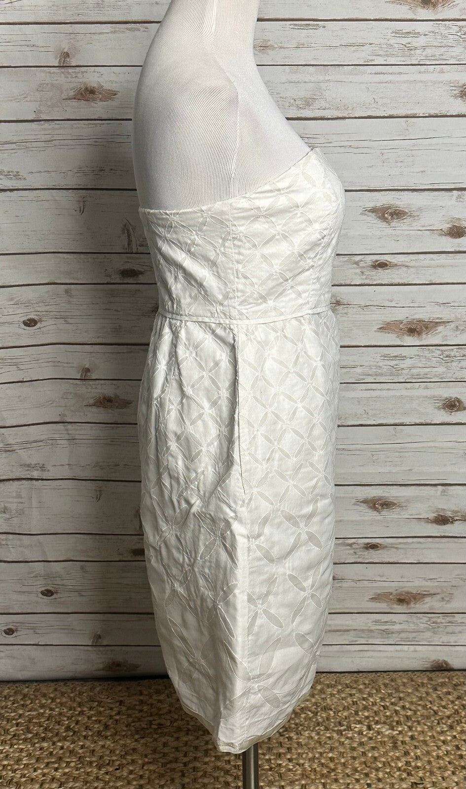 J.Crew ivory embroidered strapless 100% cotton fit & flare dress Size 6 bridal