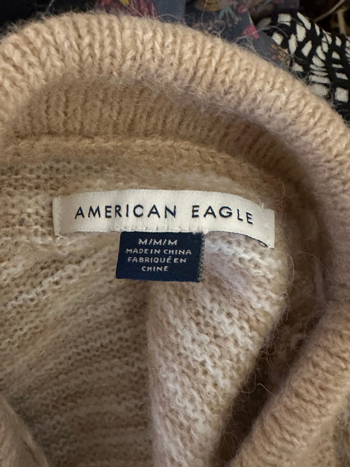American Eagle tan cream striped short sleeve button-front cardigan sweater Medium