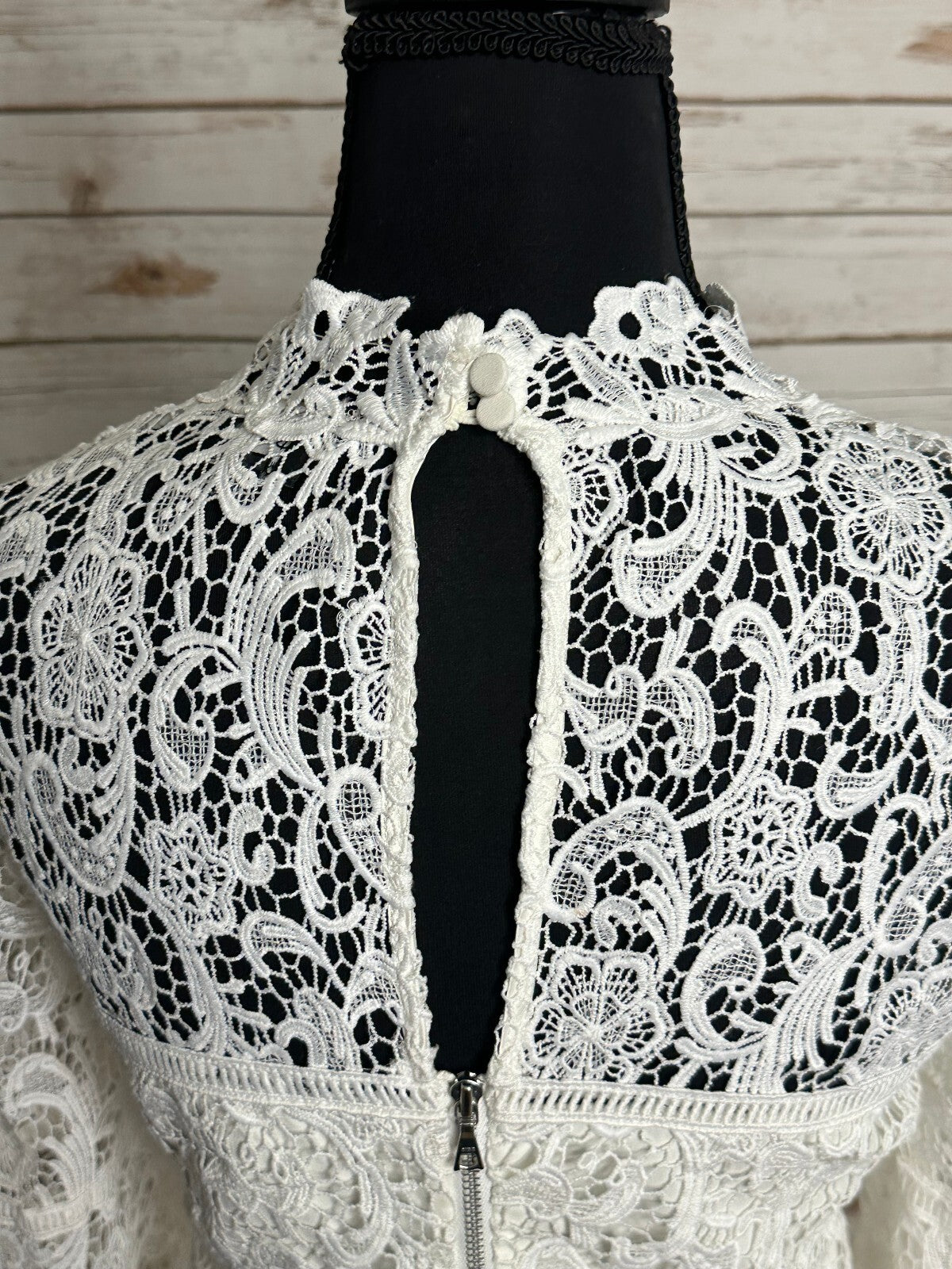 Bardot X REVOLVE Sansa white mock neck lace flared sleeve top Size 4 coquette